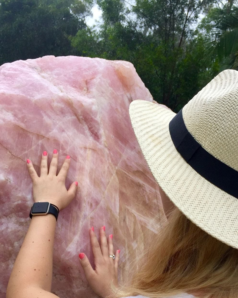 large rose quartz crystal at Crystal Castle